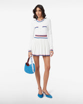 Pleated Knit Skirt - White | GCDS