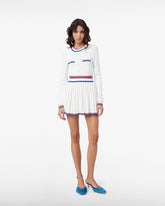 Pleated Knit Skirt - White | GCDS