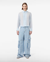 Pantaloni Ultracargo Denim Monogram - Azzurro | GCDS