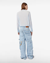 Pantaloni Ultracargo Denim Monogram - Azzurro | GCDS