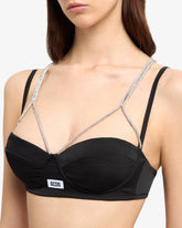 Satin Bling Renee Bra - Black | GCDS