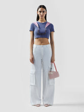 Stone Washed Lounge Logo Crop T-Shirt - Purple | GCDS