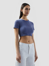 Stone Washed Lounge Logo Crop T-Shirt - Purple | GCDS
