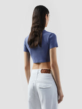 Stone Washed Lounge Logo Crop T-Shirt - Purple | GCDS