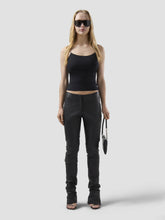 Zipper Leather Skinny Trousers - Black | GCDS