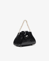 Borsa Comma baby in vernice monogram - Nero | GCDS