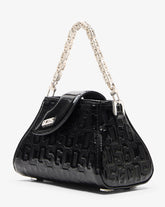 Borsa Comma baby in vernice monogram - Nero | GCDS