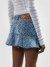 Gonna mini plissettata in denim monogram - Abbigliamento Donna | GCDS