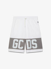 Band Logo Sweatshorts - Bright White/Grey/White | GCDS