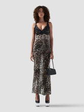 Abito lungo in pizzo con fantasia animalier - Abbigliamento Donna | GCDS