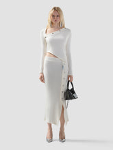 Gonna lunga a costine con bottoni a pressione - Abbigliamento Donna | GCDS