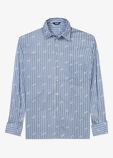 Camicia gessata con logo all over - Abbigliamento Uomo | GCDS