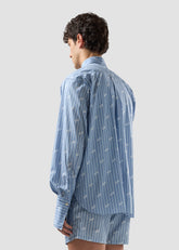 Camicia gessata con logo all over - Abbigliamento Uomo | GCDS