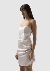 Mini abito con stampa "Apple" all over e fiocco - Bianco | GCDS