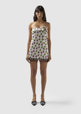 Mini abito con stampa "Apple" all over e fiocco - Abbigliamento Donna | GCDS