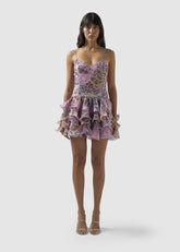 Abito corto animalier con balze - Abbigliamento Donna | GCDS