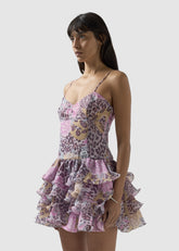 Abito corto animalier con balze - Abbigliamento Donna | GCDS