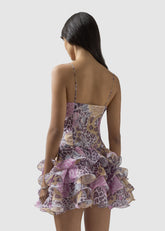 Abito corto animalier con balze - Abbigliamento Donna | GCDS