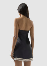 Mini abito in satin nero e fiocco - Abbigliamento Donna | GCDS