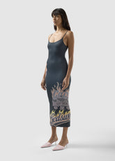 Abito lungo con stampa Riders - Abbigliamento Donna | GCDS