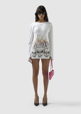 Abito corto con maniche lunghe e con stampa Riders - Abbigliamento Donna | GCDS