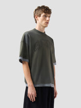 Double Layer Crop T-Shirt with Laser Logo - Olive Night | GCDS