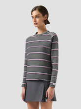 Men's Striped Waffle Long Sleeve T-Shirt - Asphalt | GCDS