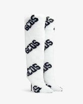 Faux Fur Logo Boots - White | GCDS
