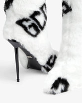 Faux Fur Logo Boots - White | GCDS