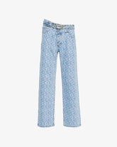 Belted Monogram Denim Trousers - Archive | GCDS