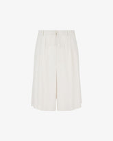 Linen Blend Pleated Oversized Bermuda - Archive | GCDS