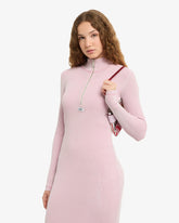 Ribbed Half Zip Long Dress - Women