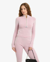 Ribbed Half Zip Turtleneck - Women