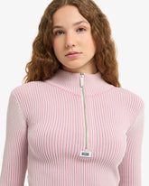 Ribbed Half Zip Turtleneck - Women