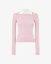 Ribbed Collared Sweater - Women