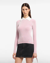 Ribbed Collared Sweater - Women