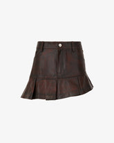 Rub-Off Leather Pleated Mini Skirt - Women