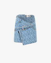 Belted Monogram Denim Skirt - Women