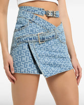 Belted Monogram Denim Skirt - Women