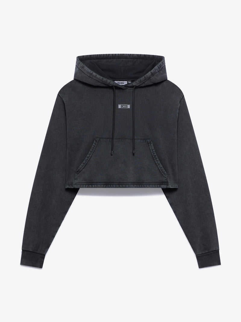 Felpa GCDS girocollo in piquet logo tape donna