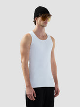 Ribbed Logo Lounge Tank Top - White | GCDS