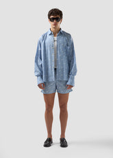 Camicia gessata con logo all over - Abbigliamento Uomo | GCDS