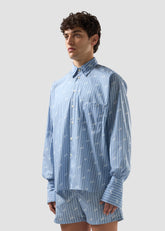 Camicia gessata con logo all over - Abbigliamento Uomo | GCDS