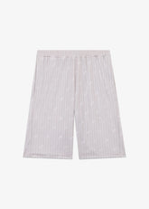 Pinstripe Bermuda Shorts with All-Over Logo - ALL FULL PRICE | GCDS