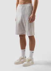 Pinstripe Bermuda Shorts with All-Over Logo - ALL FULL PRICE | GCDS