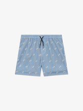 Pinstripe Swim Shorts with All-Over Logo - ALL FULL PRICE | GCDS