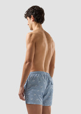 Pinstripe Swim Shorts with All-Over Logo - ALL FULL PRICE | GCDS