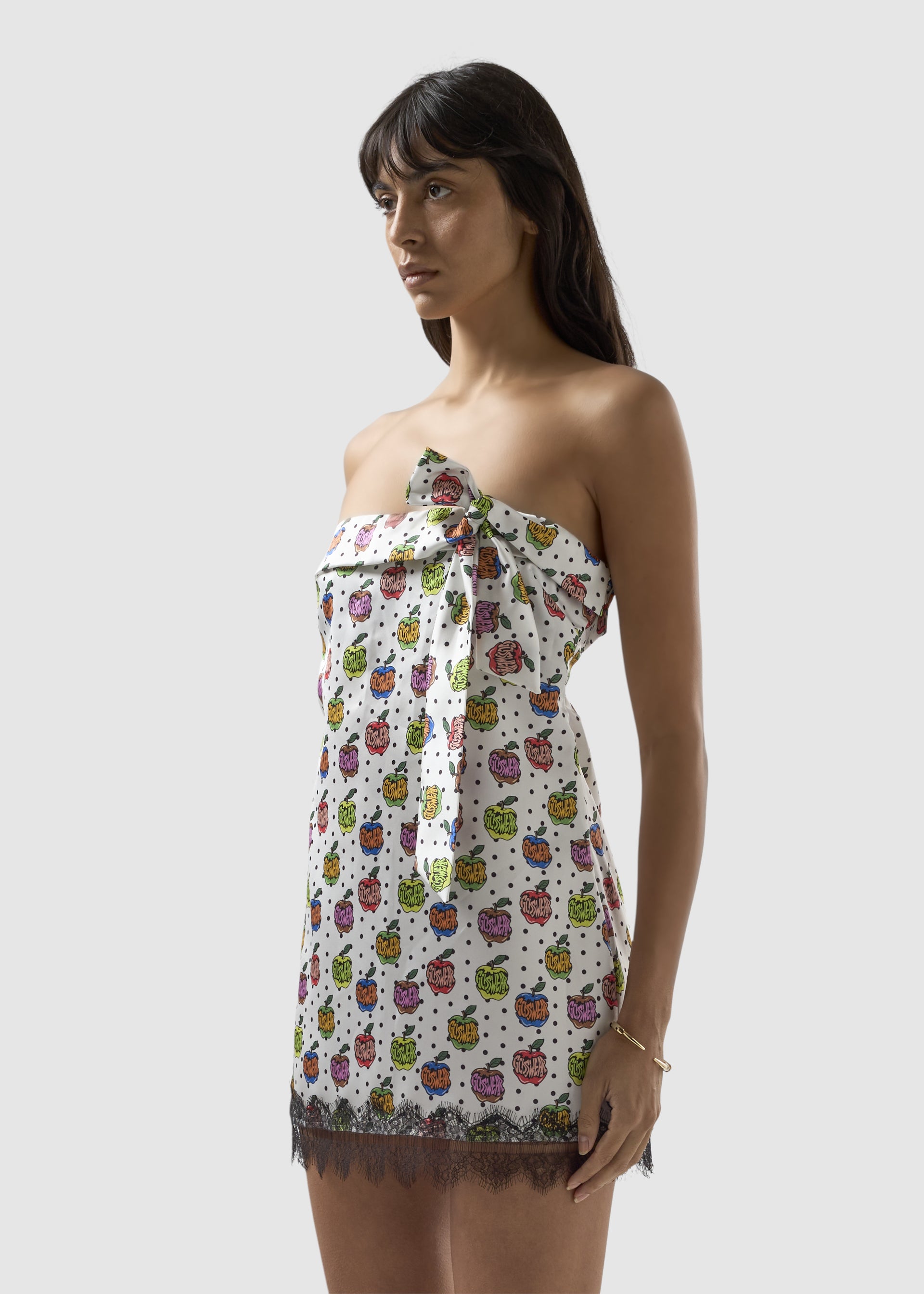 apple mini dress Apple Green Chiffon Ruched Bandeau Drape Mini Dress