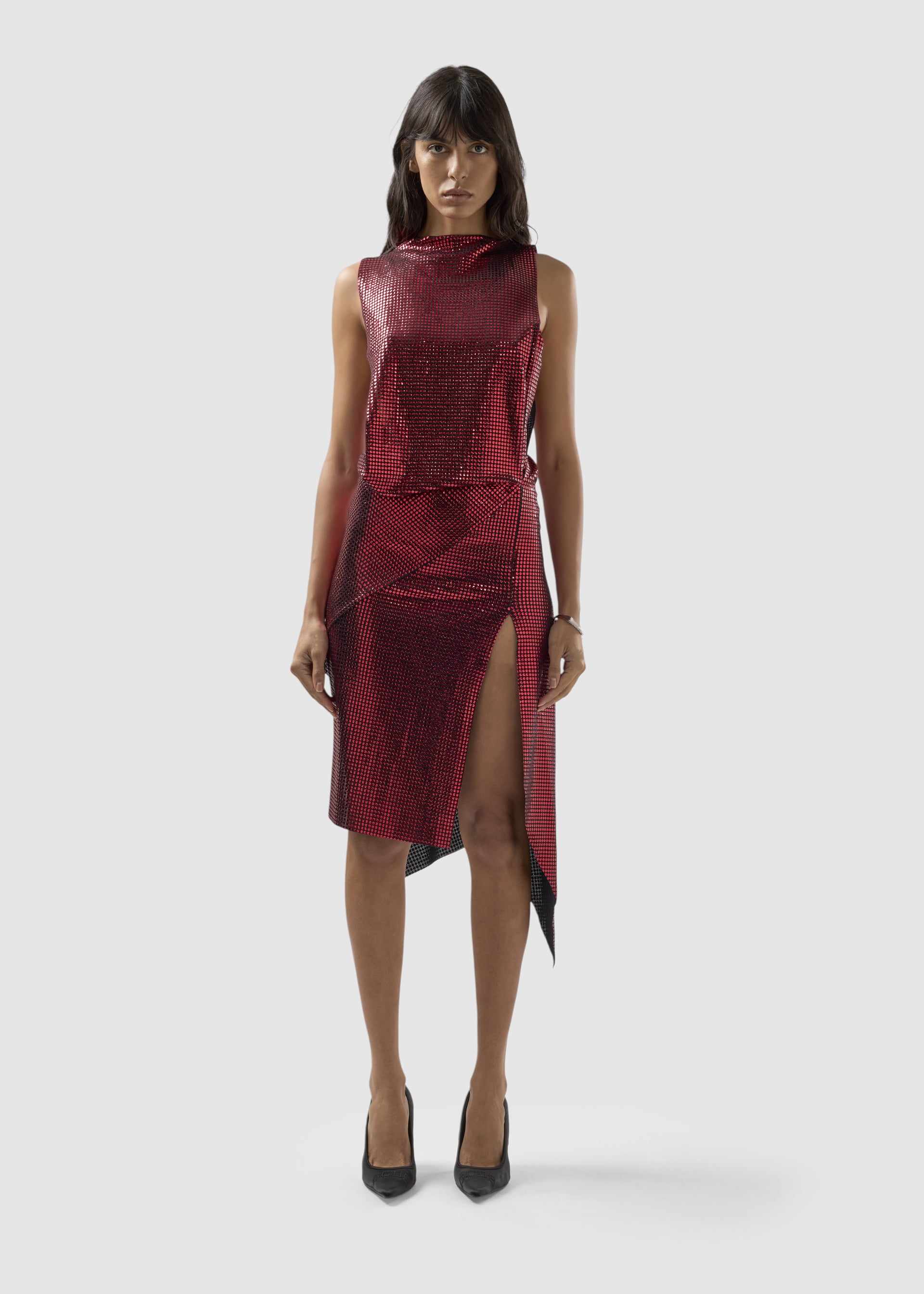 gcds red dress Gcds Asymmetric Ribbed Maxi Dress