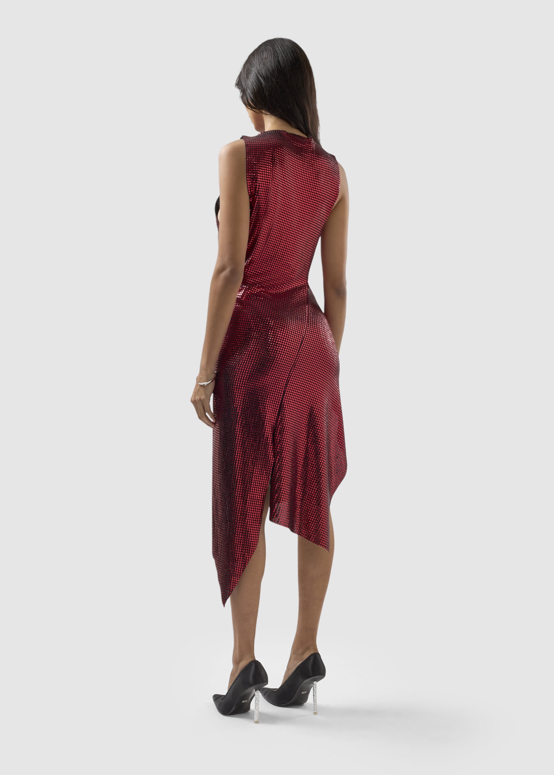 Sparkling Asymmetrical Midi Dress Red | GCDS Official Website Sparkling Asymmetrical Midi Dress Red | GCDS Official Website